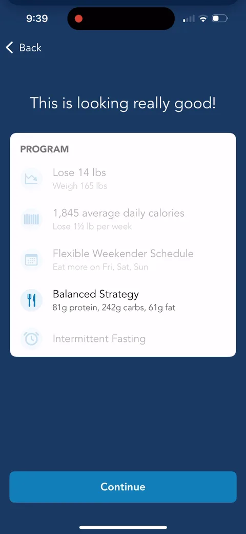 Lose It onboarding screen 67: 