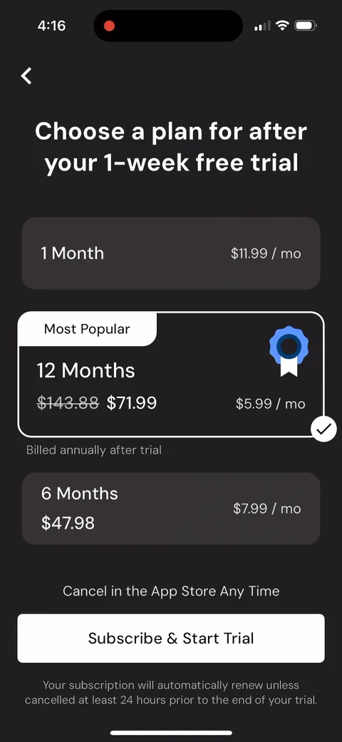 Macrofactor paywall with pricing, onboarding screen 35