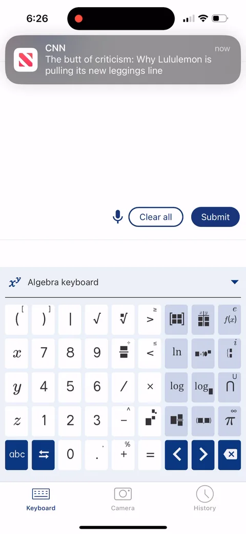 Mathway onboarding screen 5: The keypad is the product and it's usable immediately