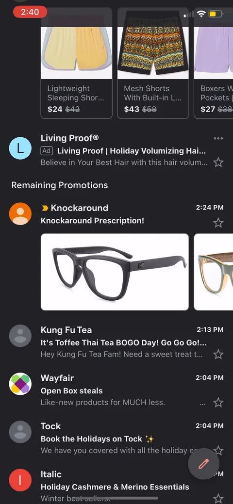 Me onboarding screen 101: This looks like other apps' push notifications bleeding into the recording (Wayfair, Tock, Italic)