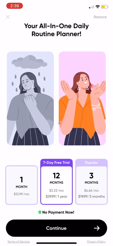 Me paywall with pricing, onboarding screen 37