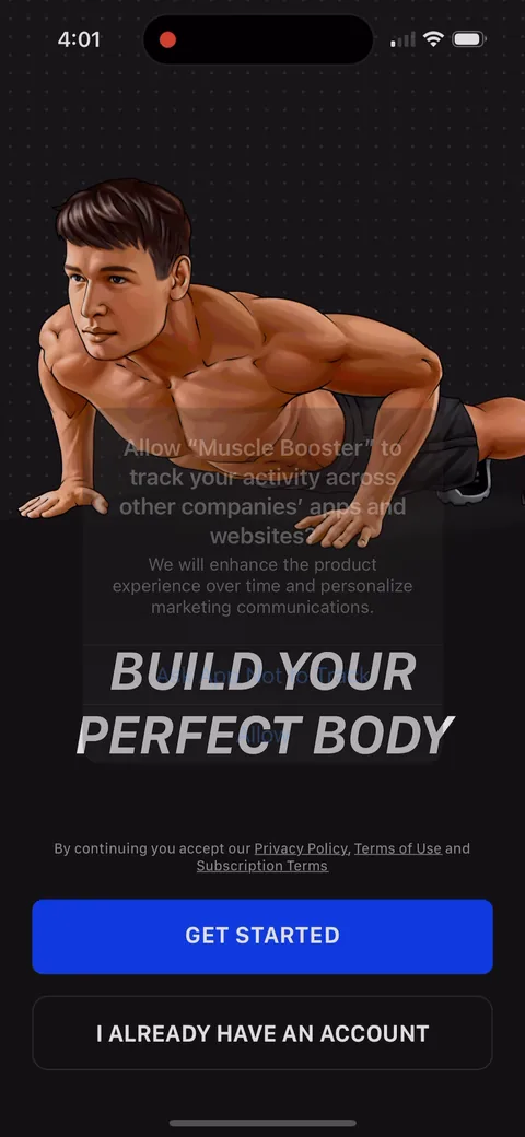 Muscle Booster onboarding screen 2: 