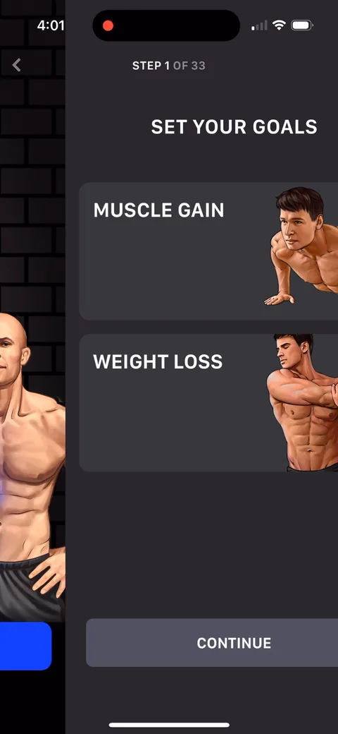 Muscle Booster onboarding screen 5: 