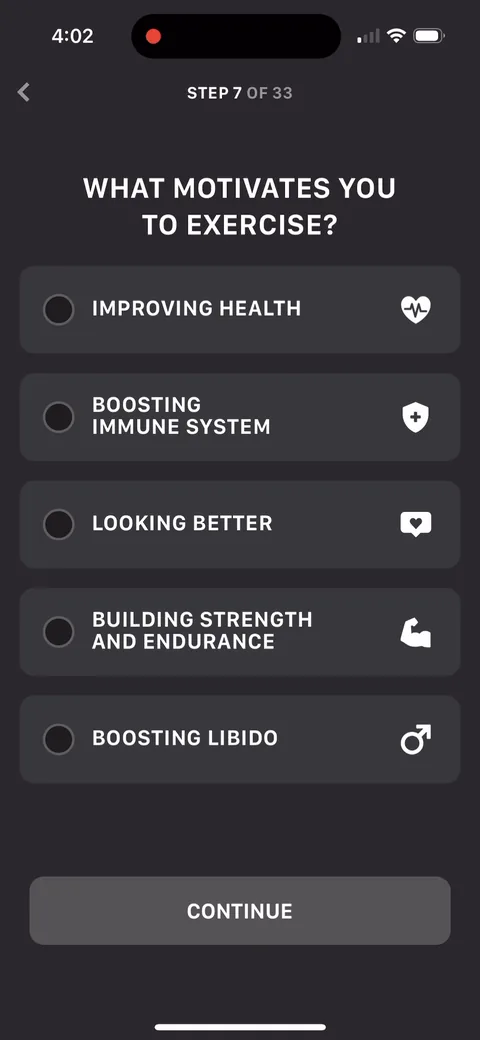 Muscle Booster onboarding screen 16: 