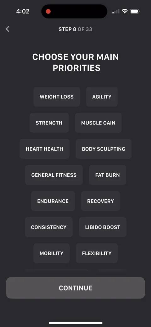 Muscle Booster onboarding screen 18: 