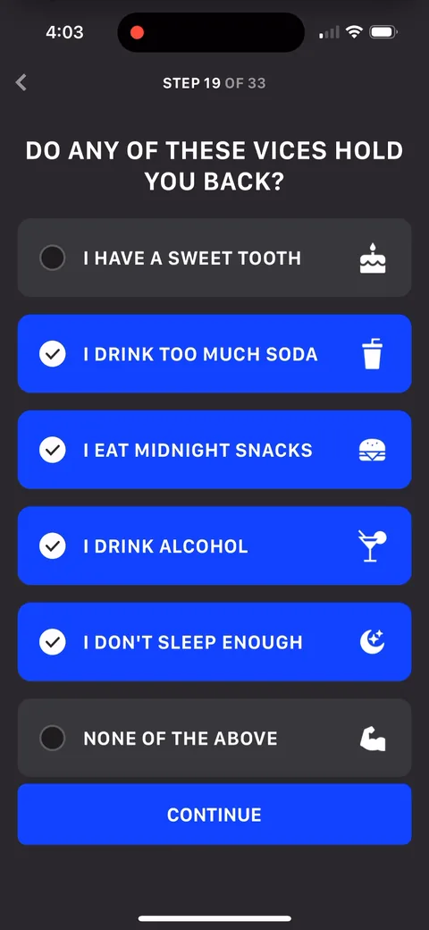 Muscle Booster onboarding screen 44: 
