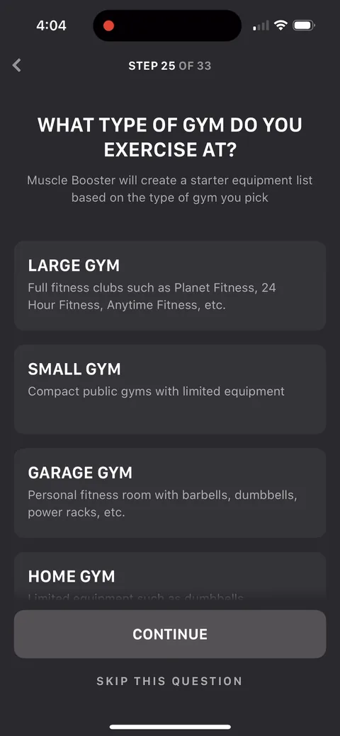 Muscle Booster onboarding screen 63: 