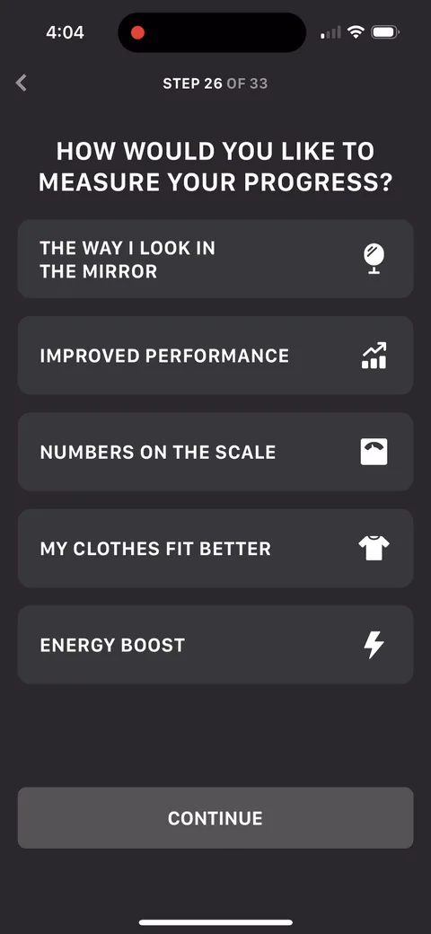 Muscle Booster onboarding screen 67: 