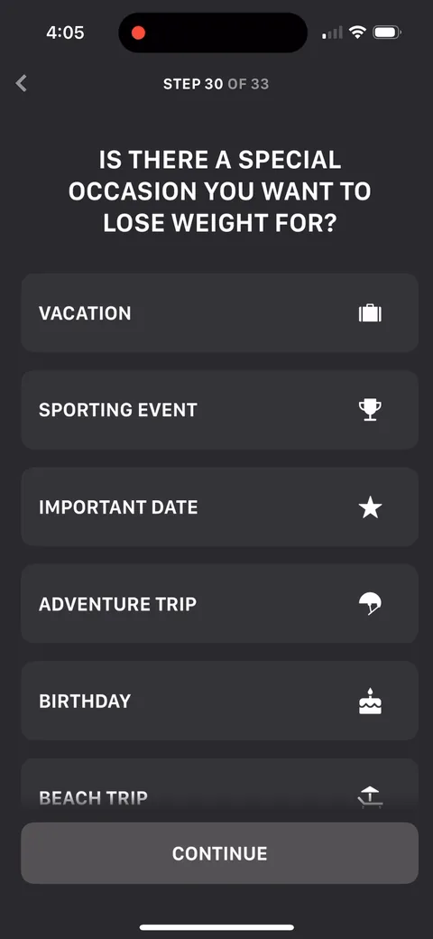 Muscle Booster onboarding screen 76: 