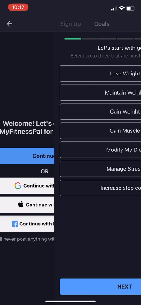 Myfitnesspal onboarding screen 3