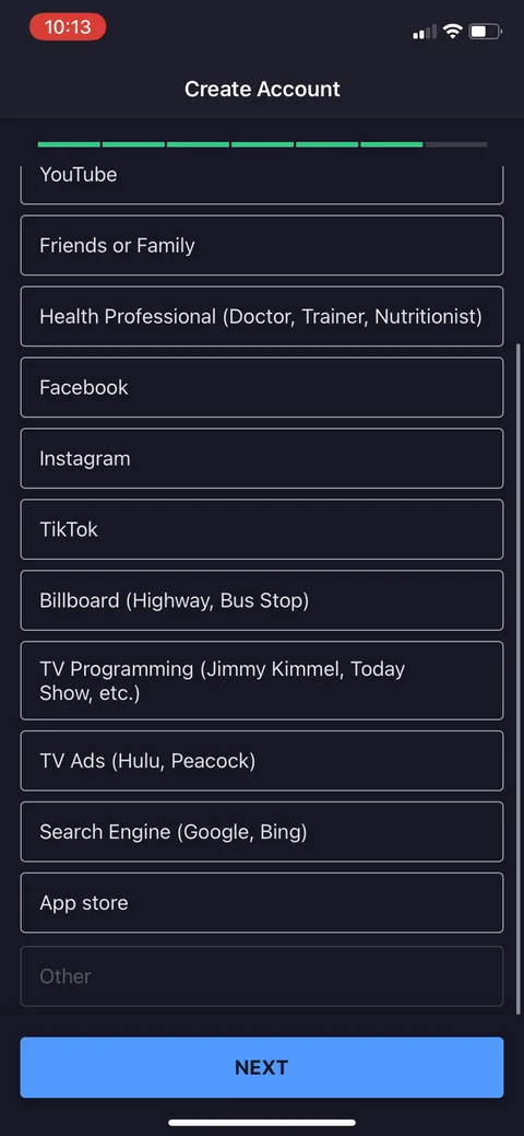 Myfitnesspal onboarding screen 34