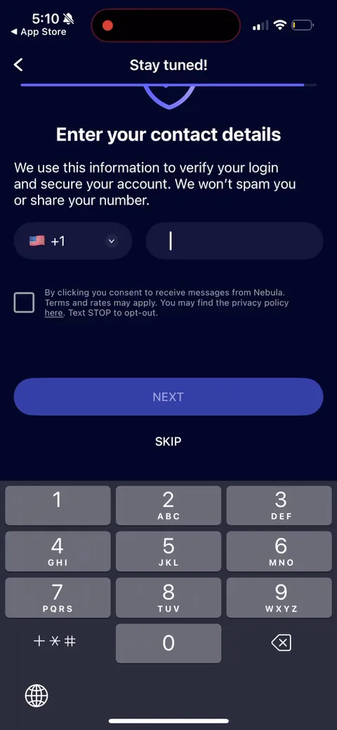 Nebula onboarding screen 56