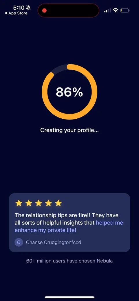 Nebula onboarding screen 65