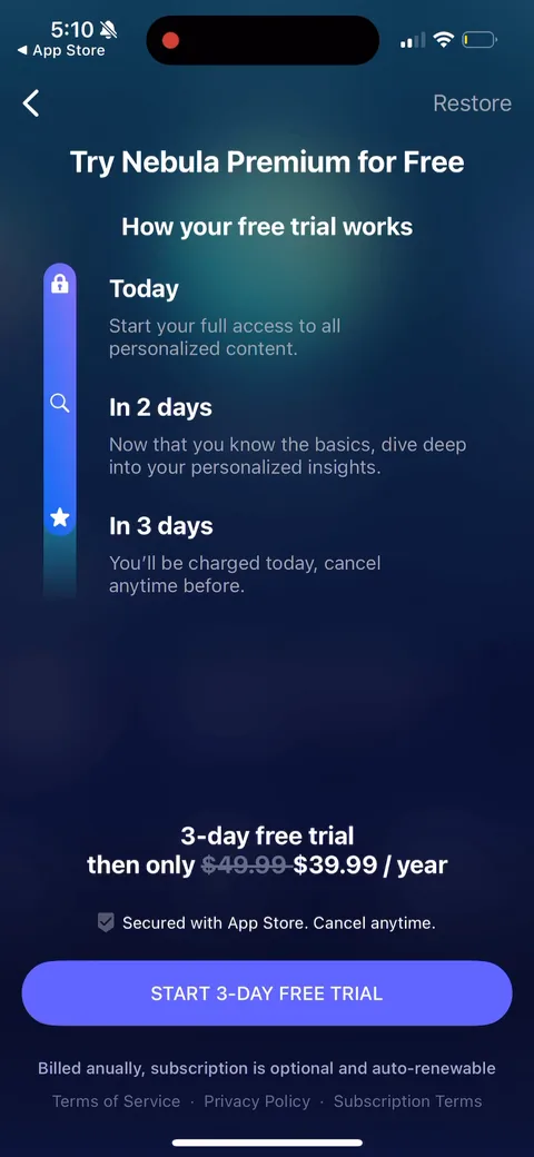 Nebula onboarding screen 83