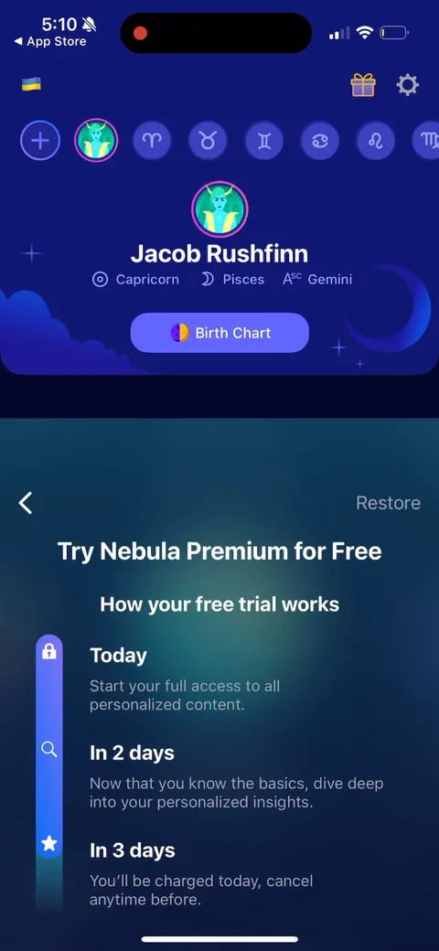 Nebula onboarding screen 84
