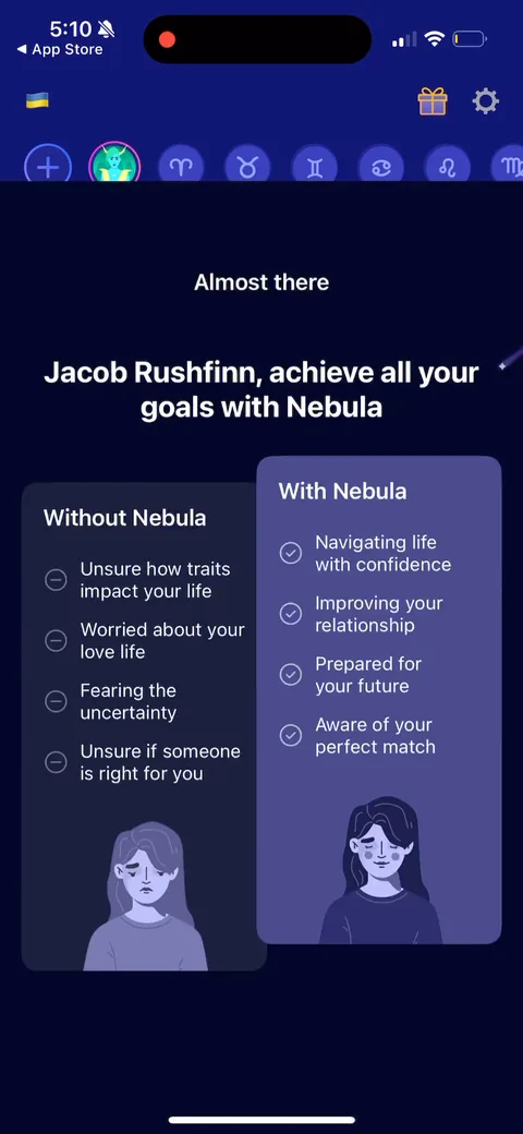 Nebula onboarding screen 86: 'Almost there' loss-aversion screen reappears as the lead-in to another paywall pass