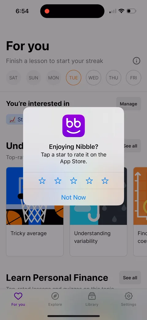 Nibble onboarding screen 44: 'Enjoying Nibble