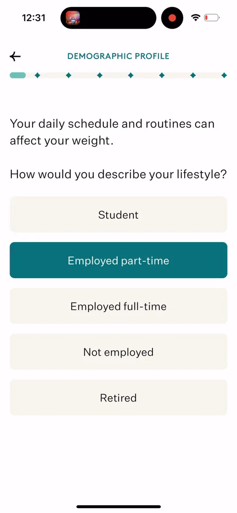 Noom onboarding screen 7