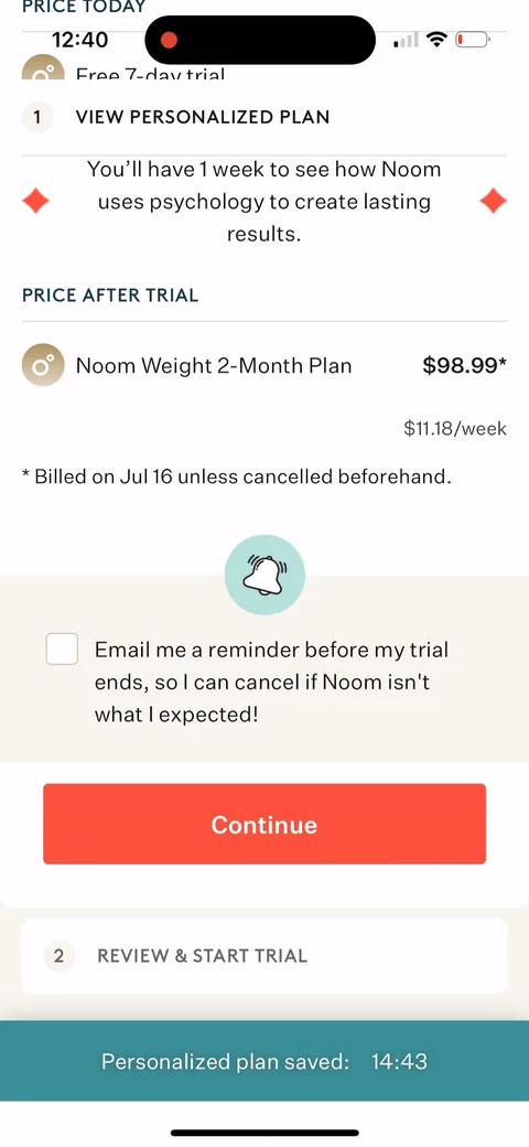 Noom onboarding screen 117