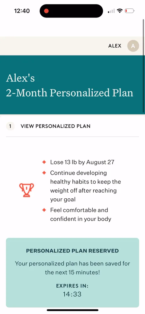 Noom onboarding screen 118