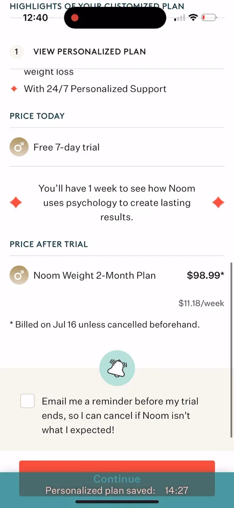 Noom onboarding screen 122