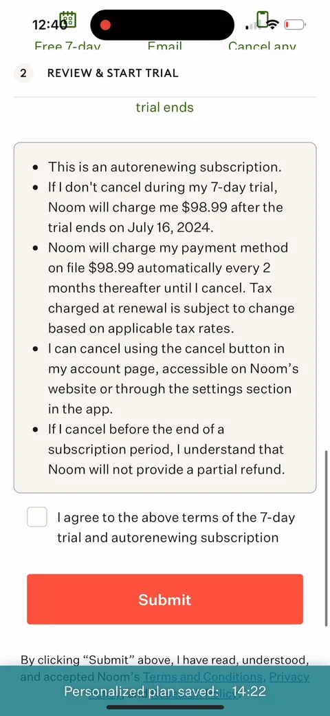 Noom onboarding screen 124
