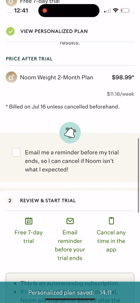 Noom onboarding screen 126