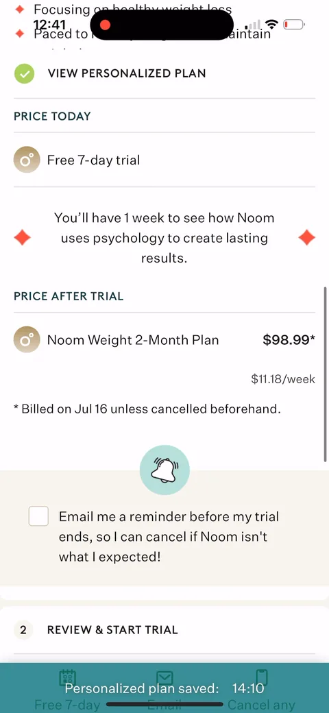 Noom onboarding screen 127