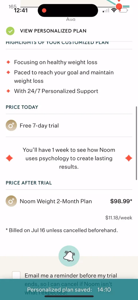Noom onboarding screen 128