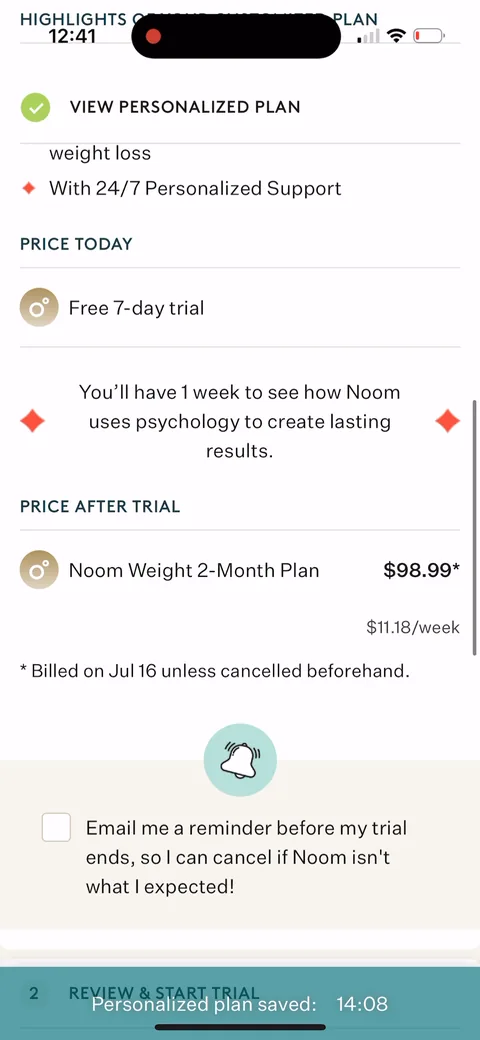 Noom onboarding screen 132