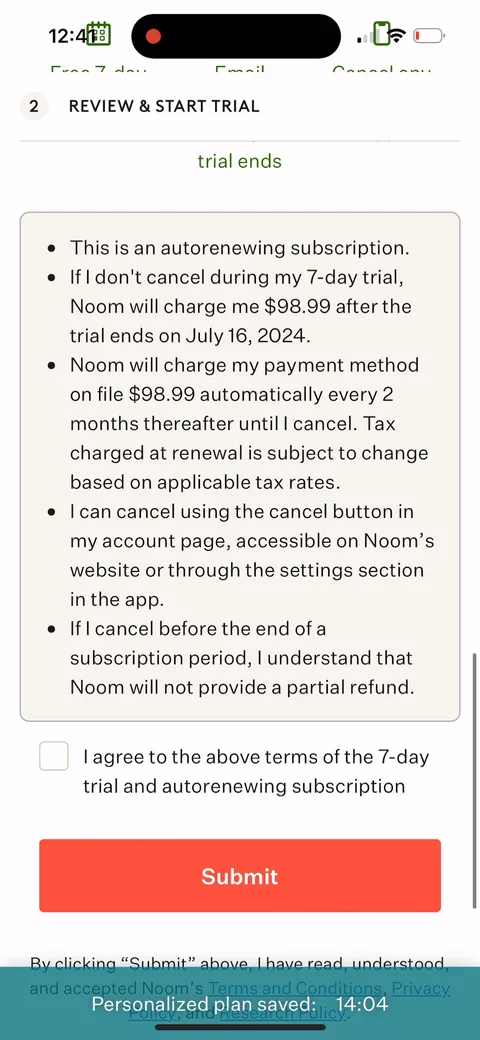 Noom onboarding screen 135