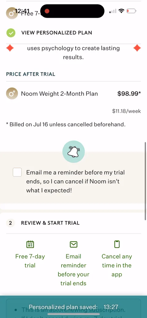 Noom onboarding screen 145