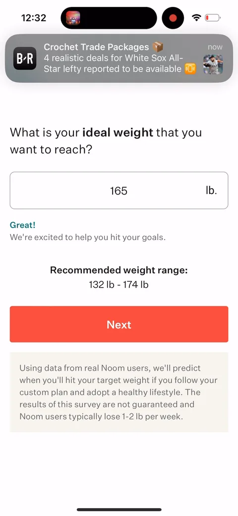 Noom onboarding screen 15