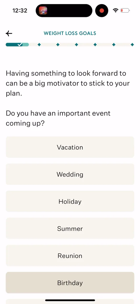 Noom onboarding screen 18
