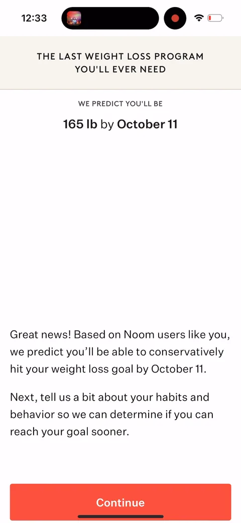 Noom onboarding screen 24