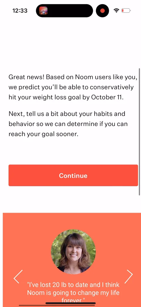 Noom onboarding screen 25