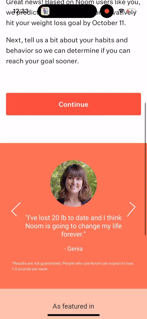 Noom onboarding screen 26