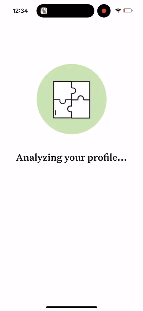Noom onboarding screen 34: Loading screen to show the work being done for you and reinforce the personalization value
