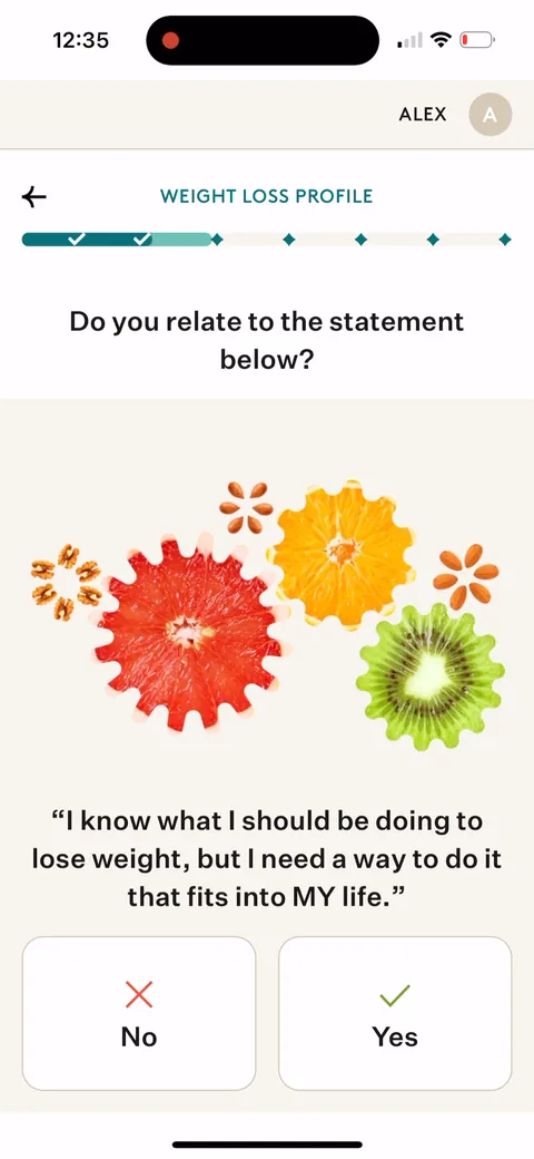 Noom onboarding screen 45