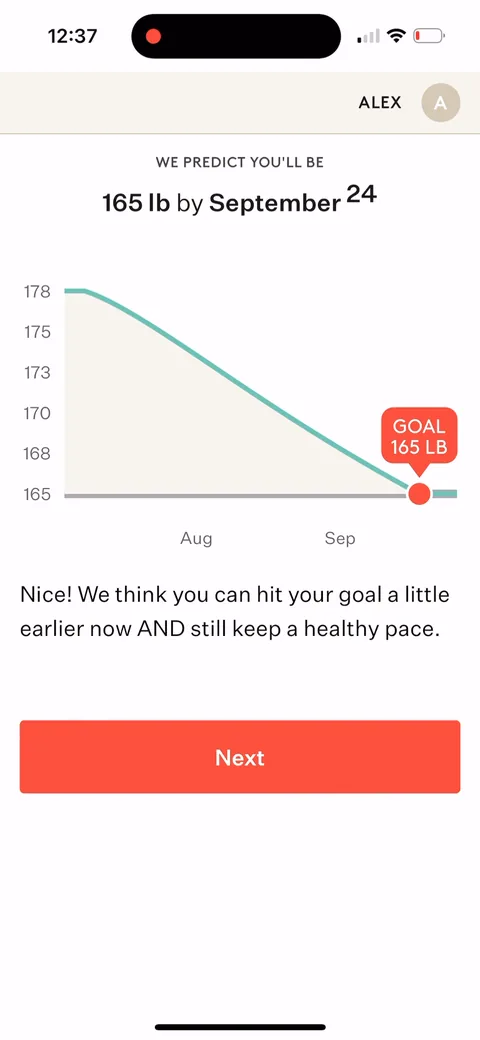 Noom onboarding screen 65