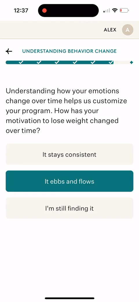 Noom onboarding screen 67
