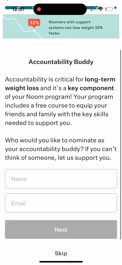 Noom onboarding screen 72