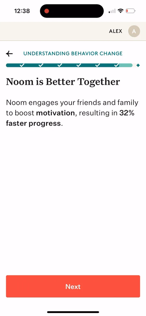 Noom onboarding screen 89