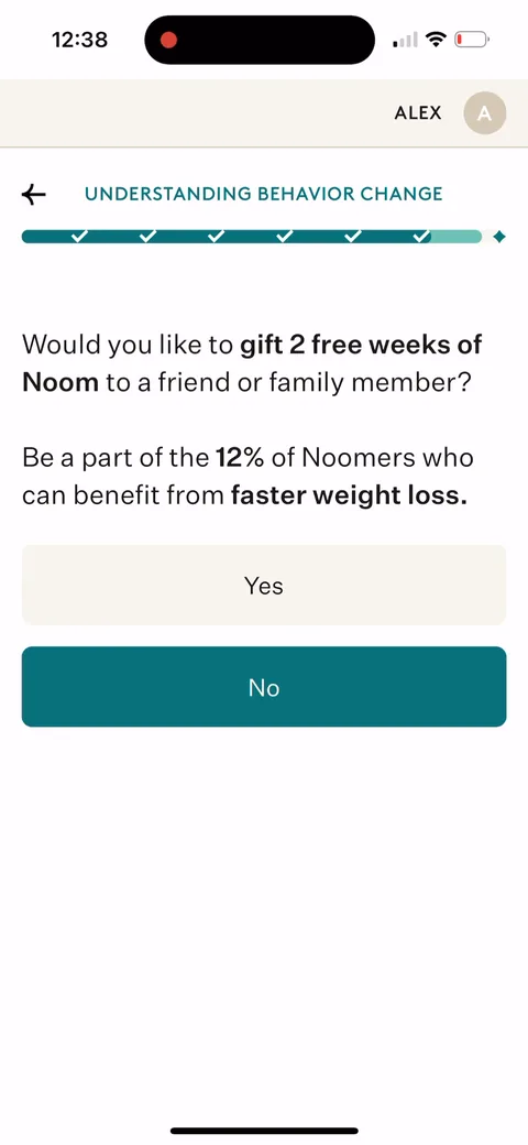 Noom onboarding screen 91
