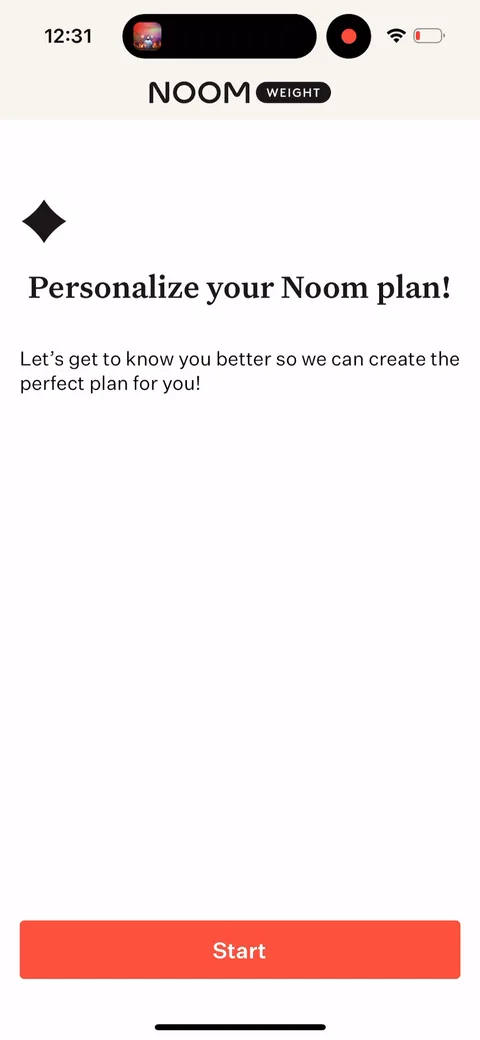 Noom onboarding flow