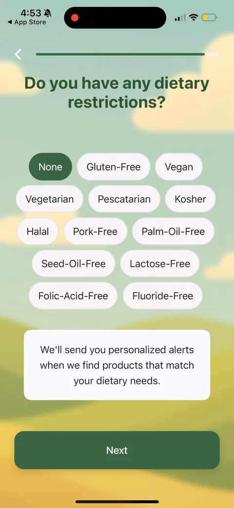 Olive onboarding screen 16