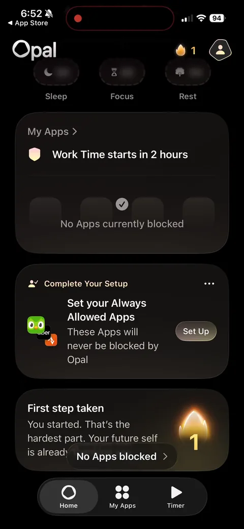 Opal onboarding screen 116
