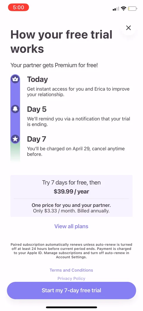Paired paywall with pricing, onboarding screen 35