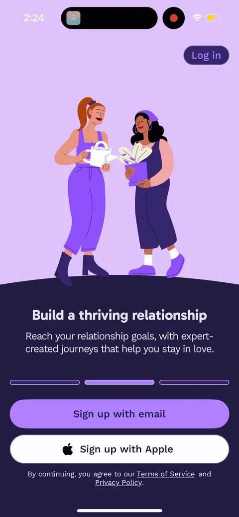 Paired onboarding screen 1: Signup is the first thing they ask, before you've seen anything