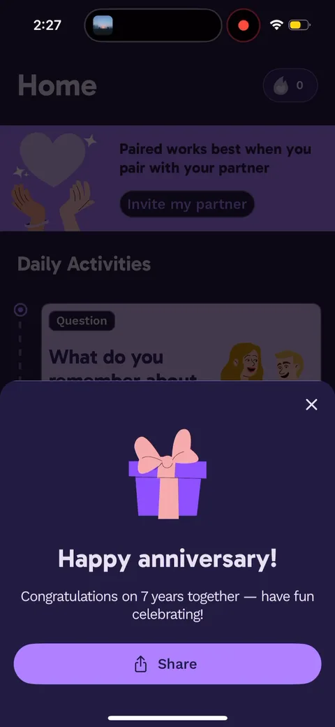 Paired onboarding screen 70